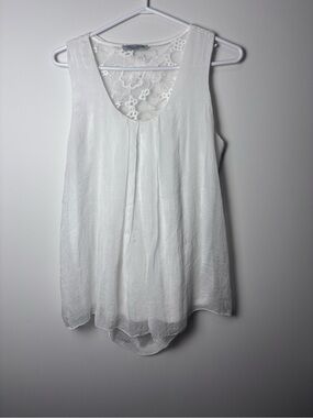 Elena Baldi sleeveless white silk tunic blouse Size L